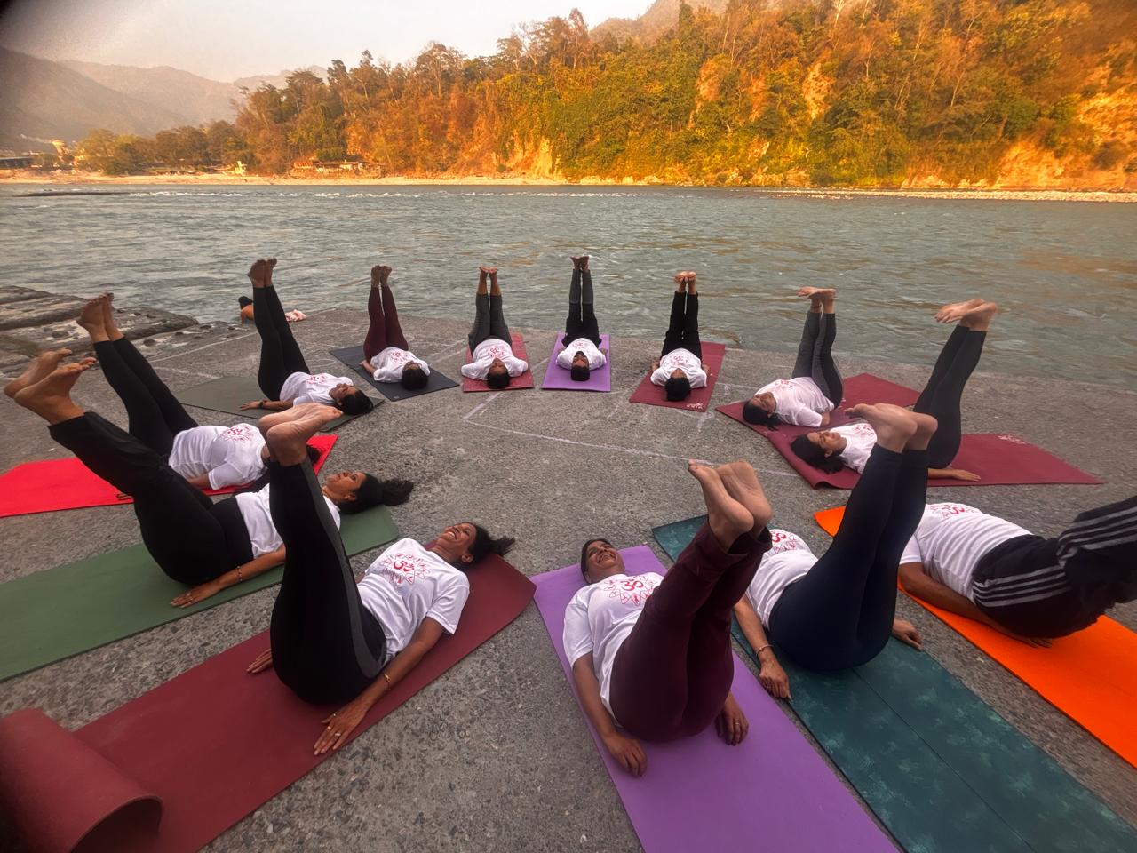 Group yoga class in studio
